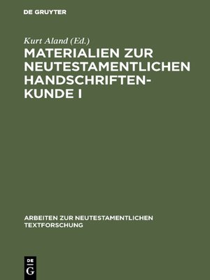 cover image of Materialien zur neutestamentlichen Handschriftenkunde I
